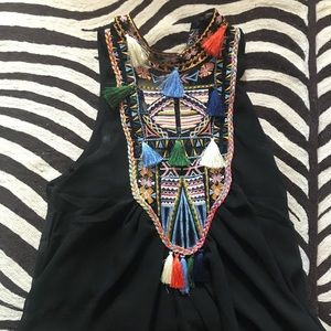 Tassel and embroidered top